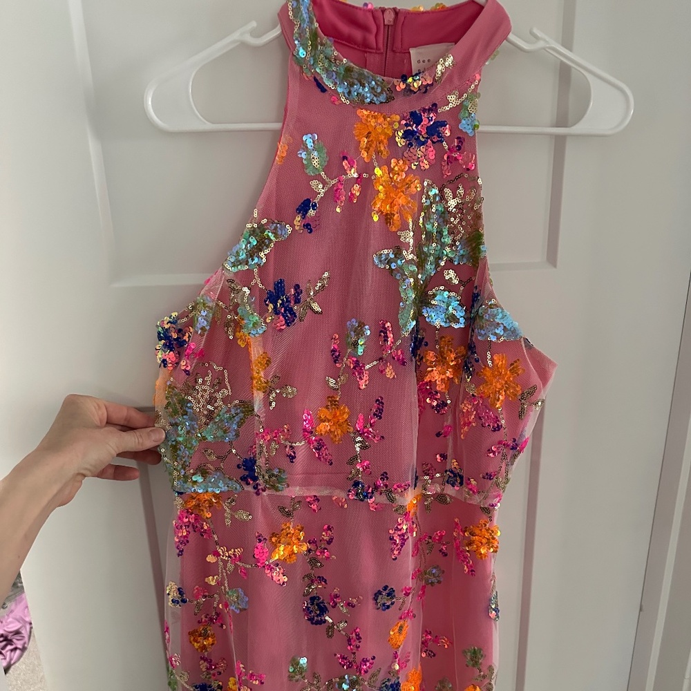 Lulu pink sequin floral dress